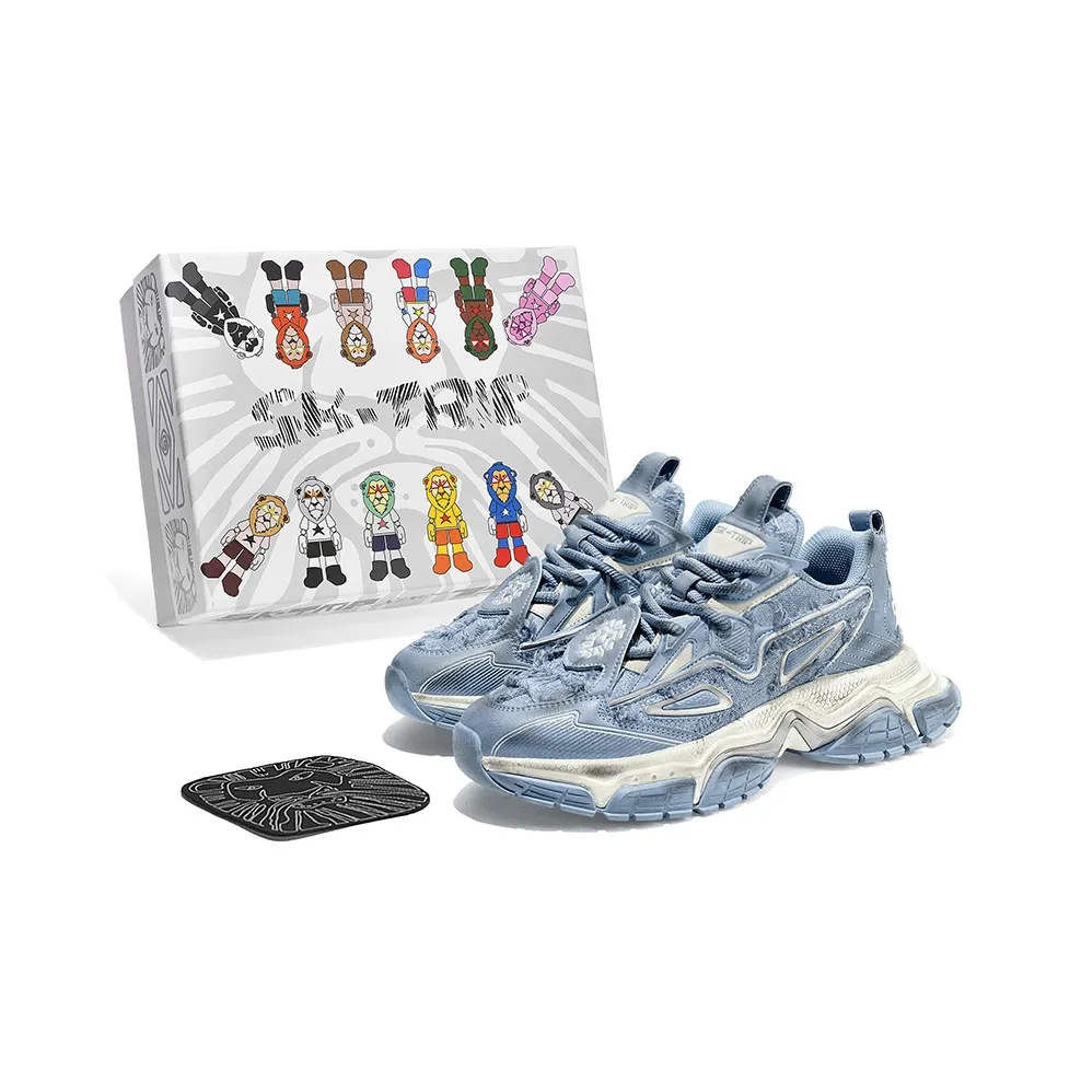 SK.TRIP Crossbow Series Толстая подошва Низкий топ Потертый Циан синий Унисекс