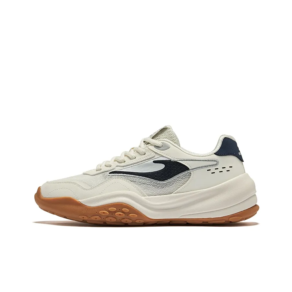 Erke Cheese Cushioning Wear-Resistant Low-Top Casual Shoes Men's Microcrystal White Strait Blue