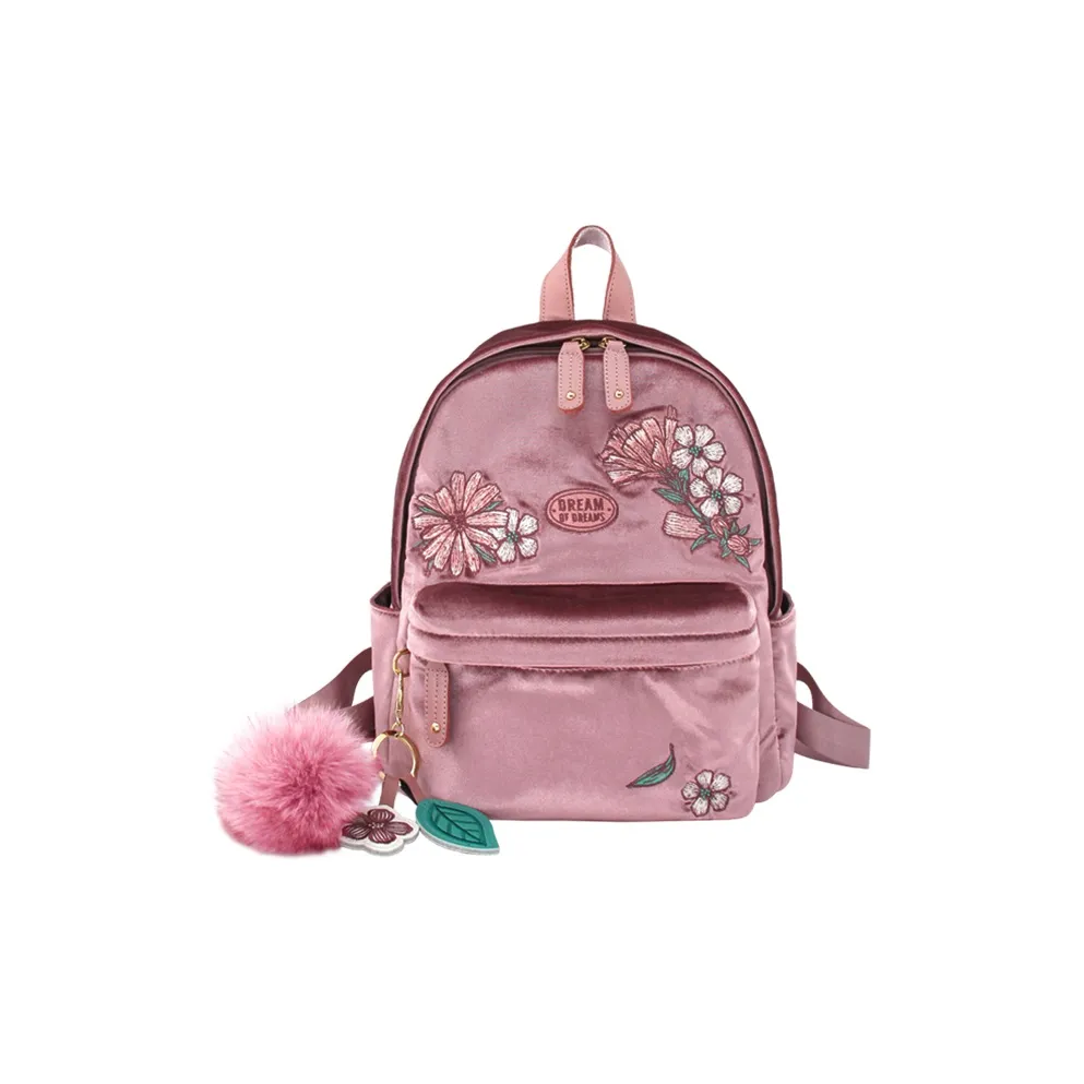FLOWER PRINCESS Velour Dream Collection Backpack Regular Women's Smoke Pink/Dusk Blue