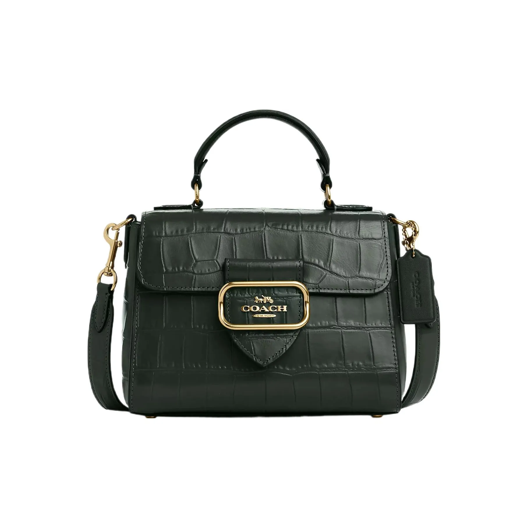 COACH Крокодил Тисненая кожа Сумка через плечо Сумка Маленькая Женская Золотая Amazon Зеленая