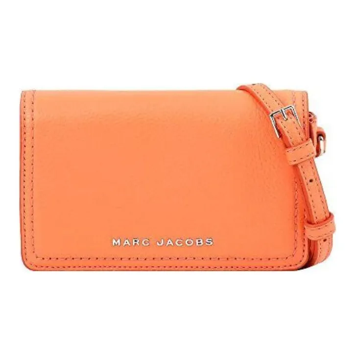 MARC JACOBS Leather Small Square Bag, Crossbody Bag, Shoulder Bag Women's Orange
