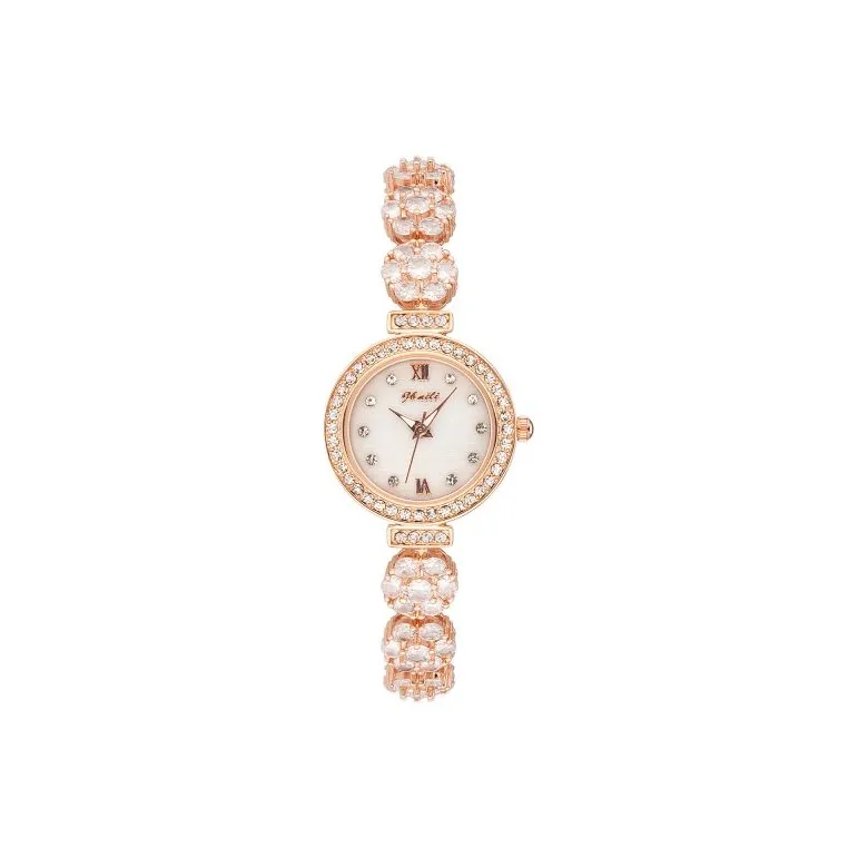 Jbaili Кварцевый механизм сплав ремешок женские часы золотой циферблат