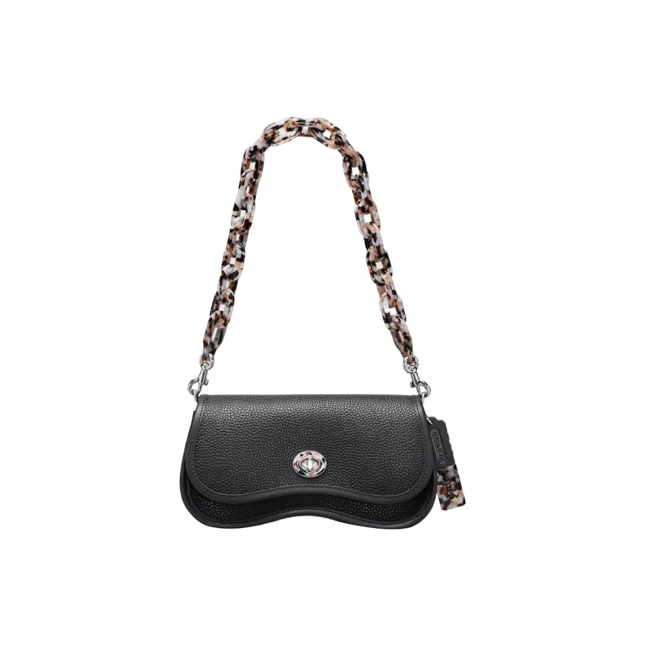 Coachtopia Wavy Dinky Переработанная кожа Портативная Сумка через плечо Сумка на плечо Женская Черная