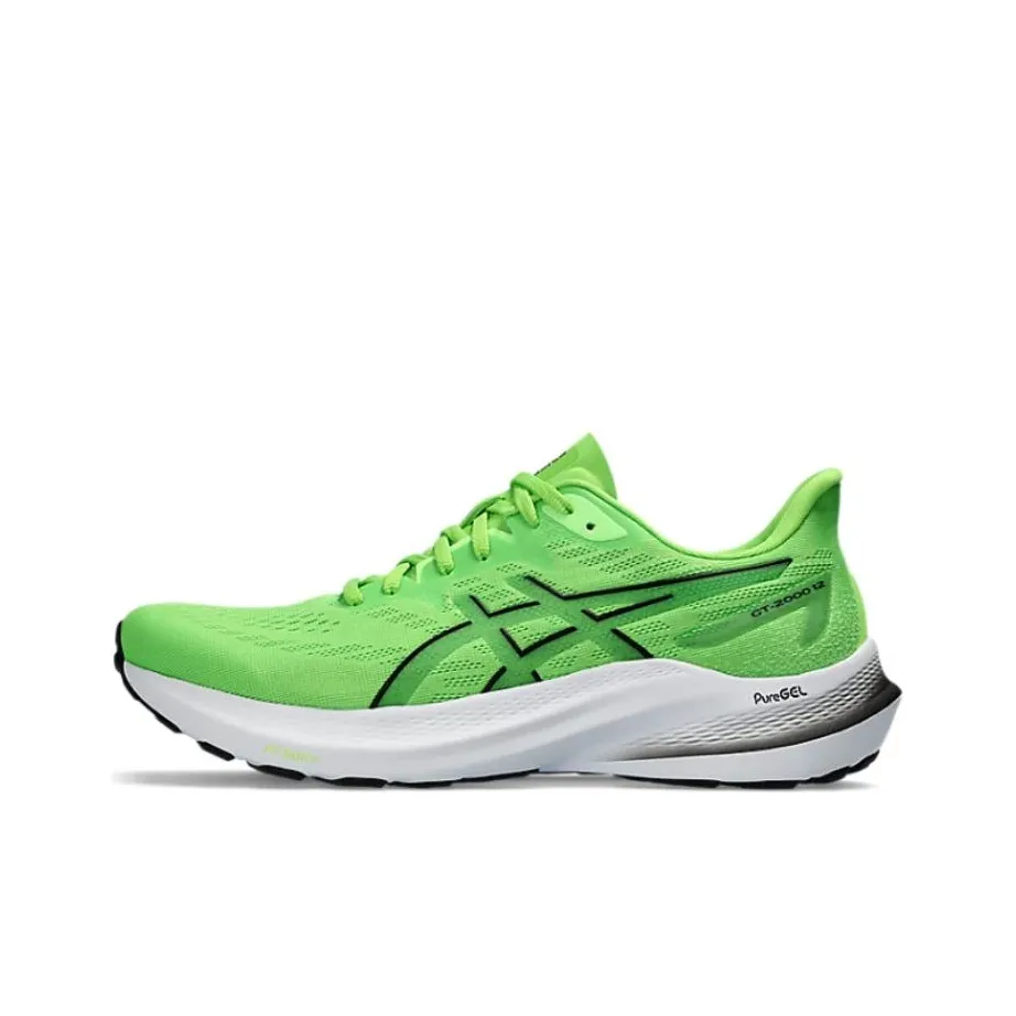 Asics GT 2000 12 Амортизация Износостойкий Низкий Топ Беговые кроссовки Мужской Зеленый