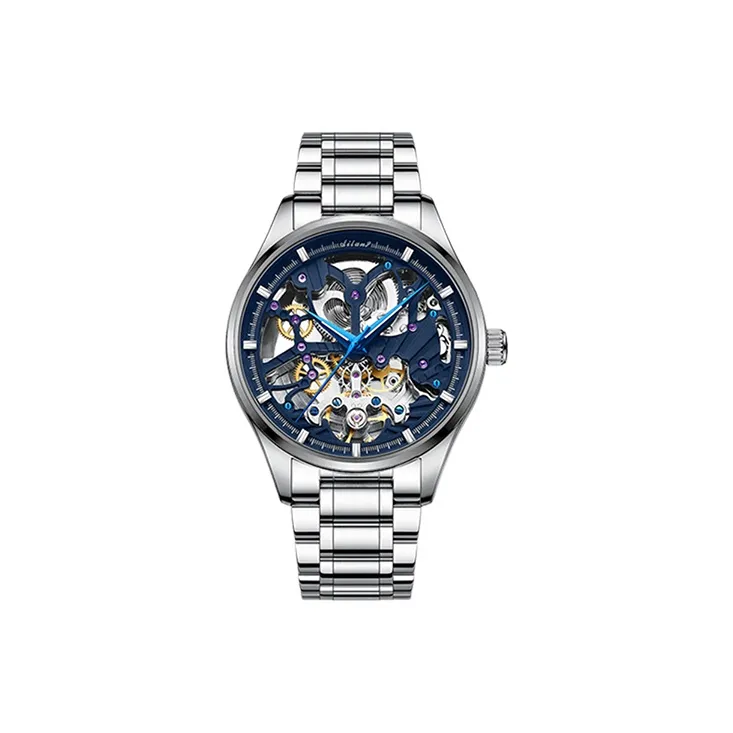 AILANG Automatic Mechanical Movement Stainless Steel Watchband Watch Men's Watches Blue Dial