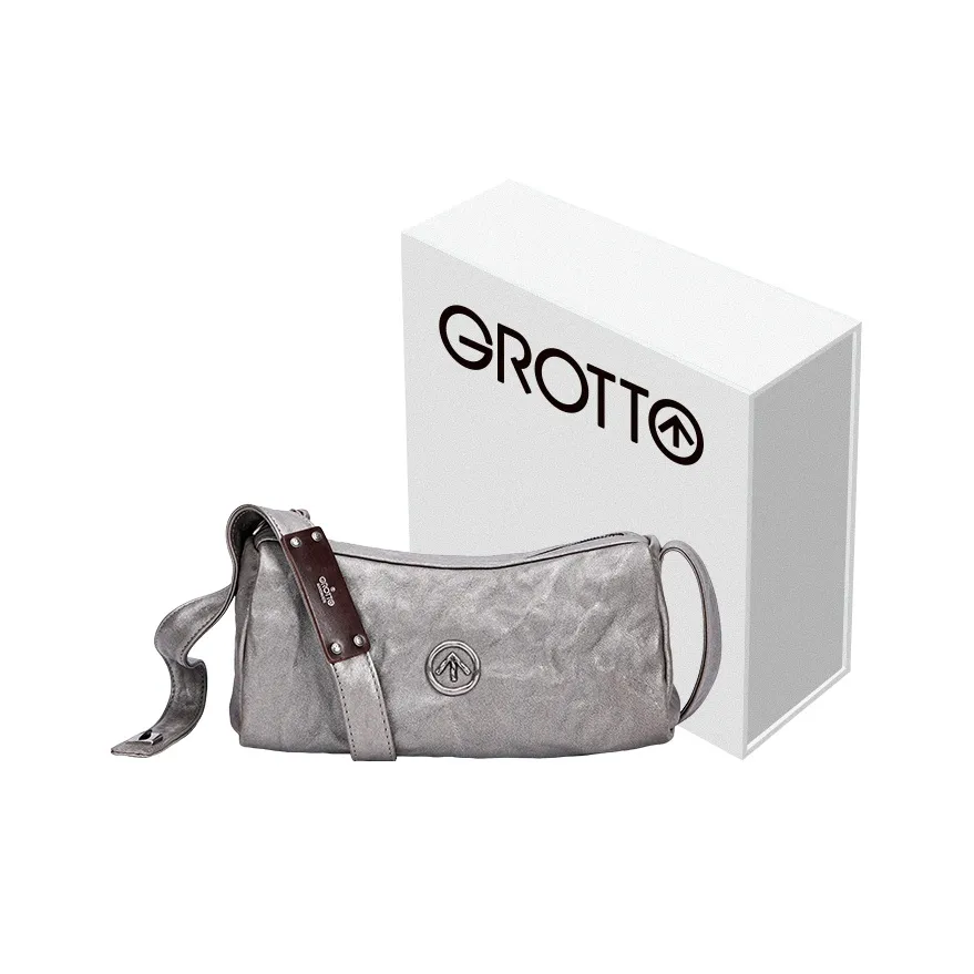 GROTTO Sheepskin Crossbody Bag Unisex Silver
