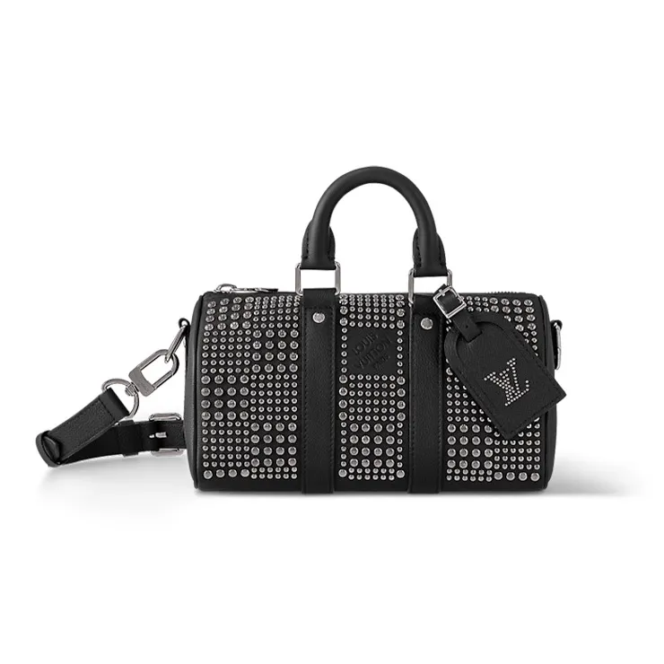 LOUIS VUITTON Keepall Leather Shoulder Bag, Crossbody Bag, Handbag, Travel Bag Men's Black