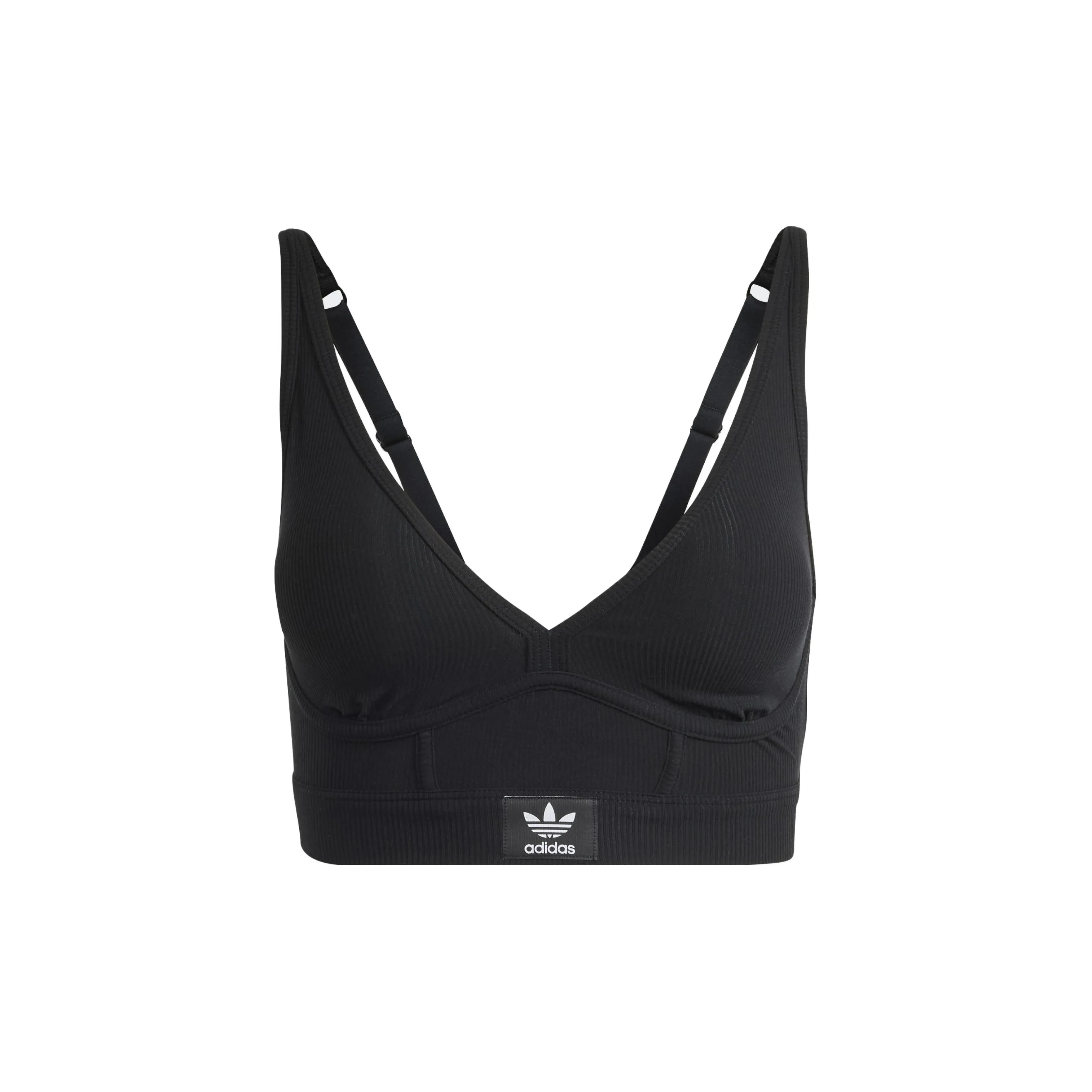 Adidas Originals ADICOLOR FLEX RIBBED COTTON TWO PLY PLUNGE BRAMI Bra Women's Black