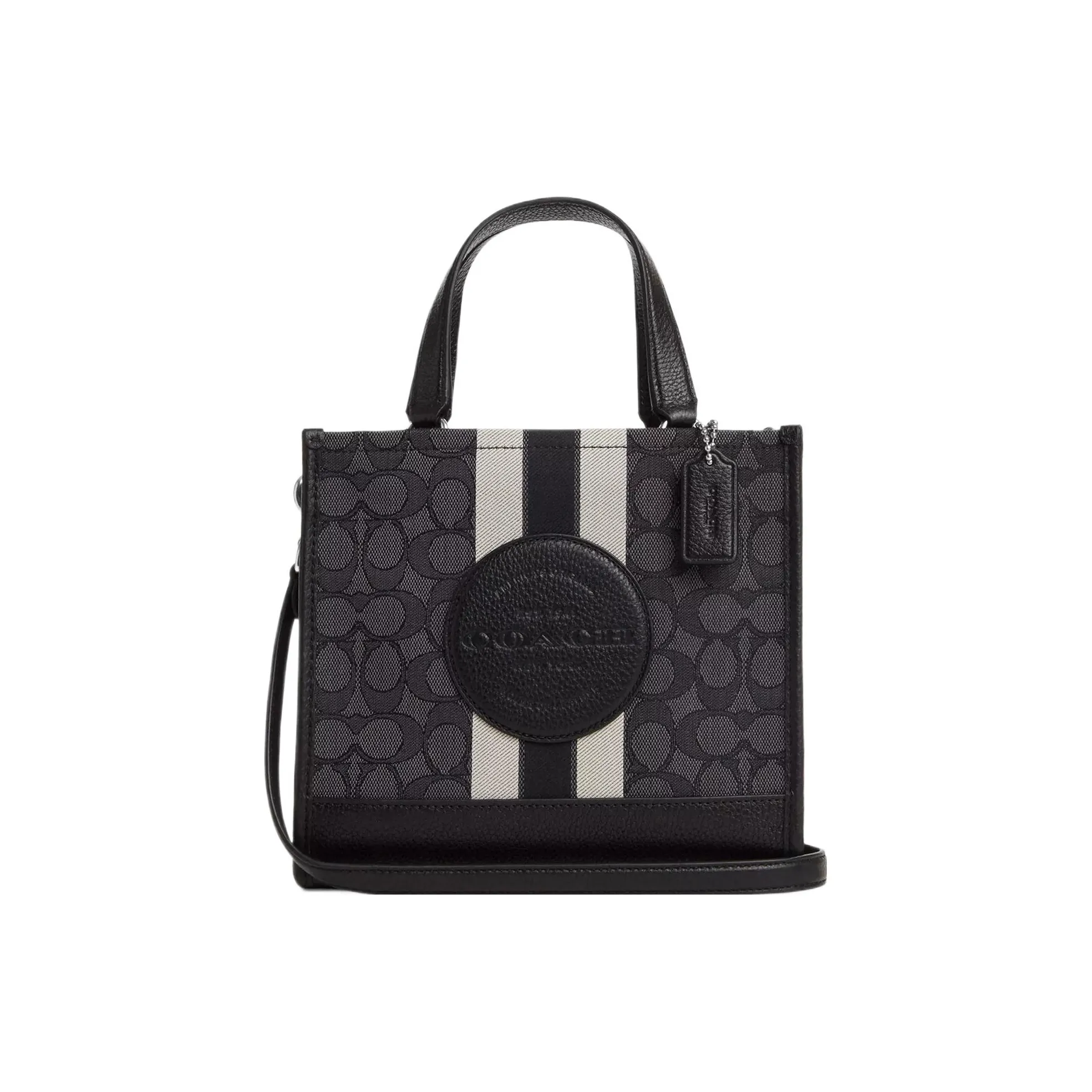 COACH Dempsey Fabric With Cow Leather Tote Bag Shopping Bag Shoulder Bag Crossbody Bag Handbag Small Size Women's Black