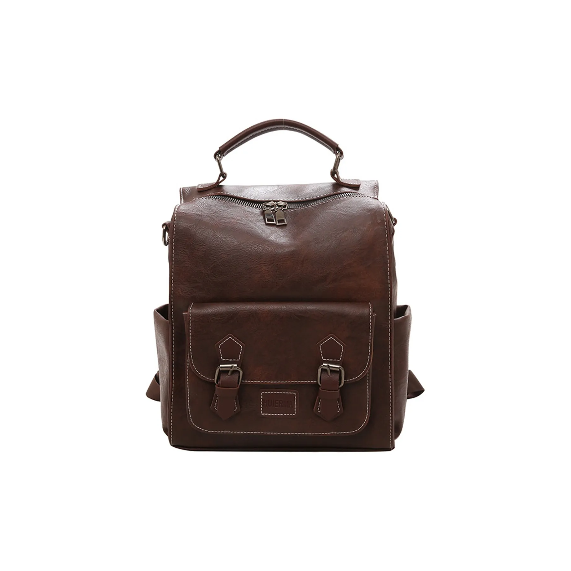 UNITE STAR PU Versatile Commute Travel Large Capacity Backpack Women's Brown/Black/Yellow Brown