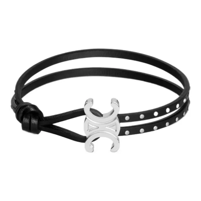 CELINE Bracelet In Brass With Rhodium Finish Triomphe Stud Clasp