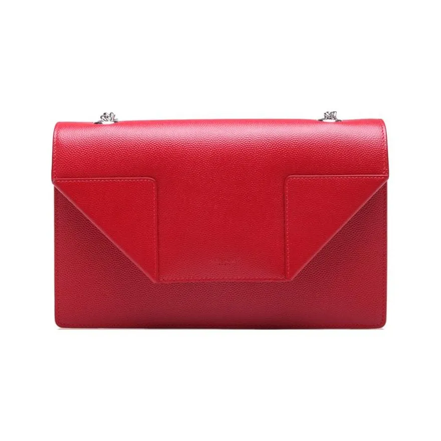SAINT LAURENT Calfskin Crossbody Bag Shoulder Bag Women's Red