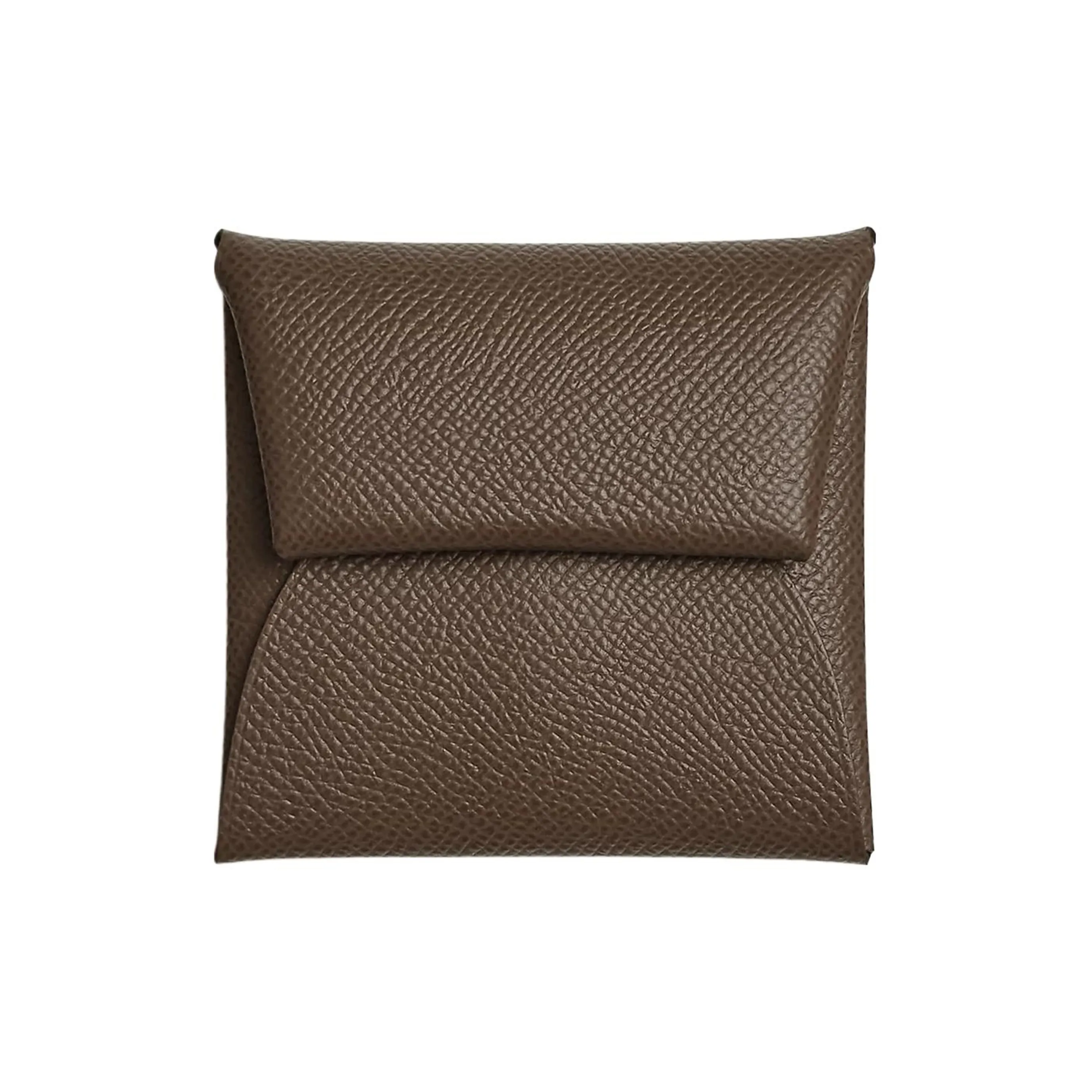 HERMES Bastia Epsom Leather Coin Purse Wallet Women's 4C Ecorce Bark Color