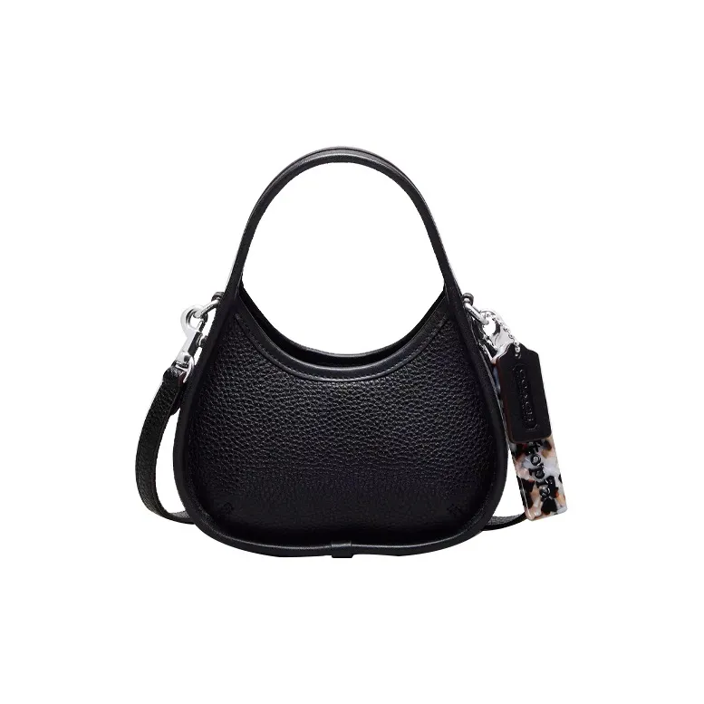 Coachtopia Ergo Recycled Leather Shoulder Bag, Portable Crossbody Bag Mini Unisex Black
