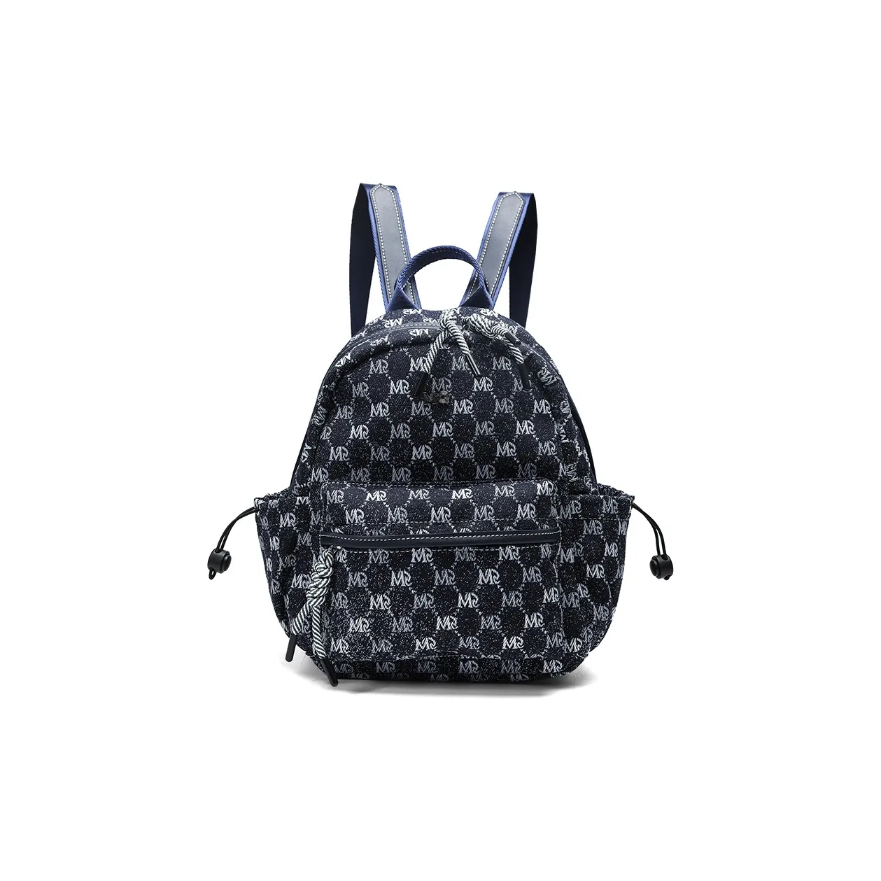 MQ Polyester Artificial Leather Backpack Medium Size Women's Navy Blue/White/Black/Denim