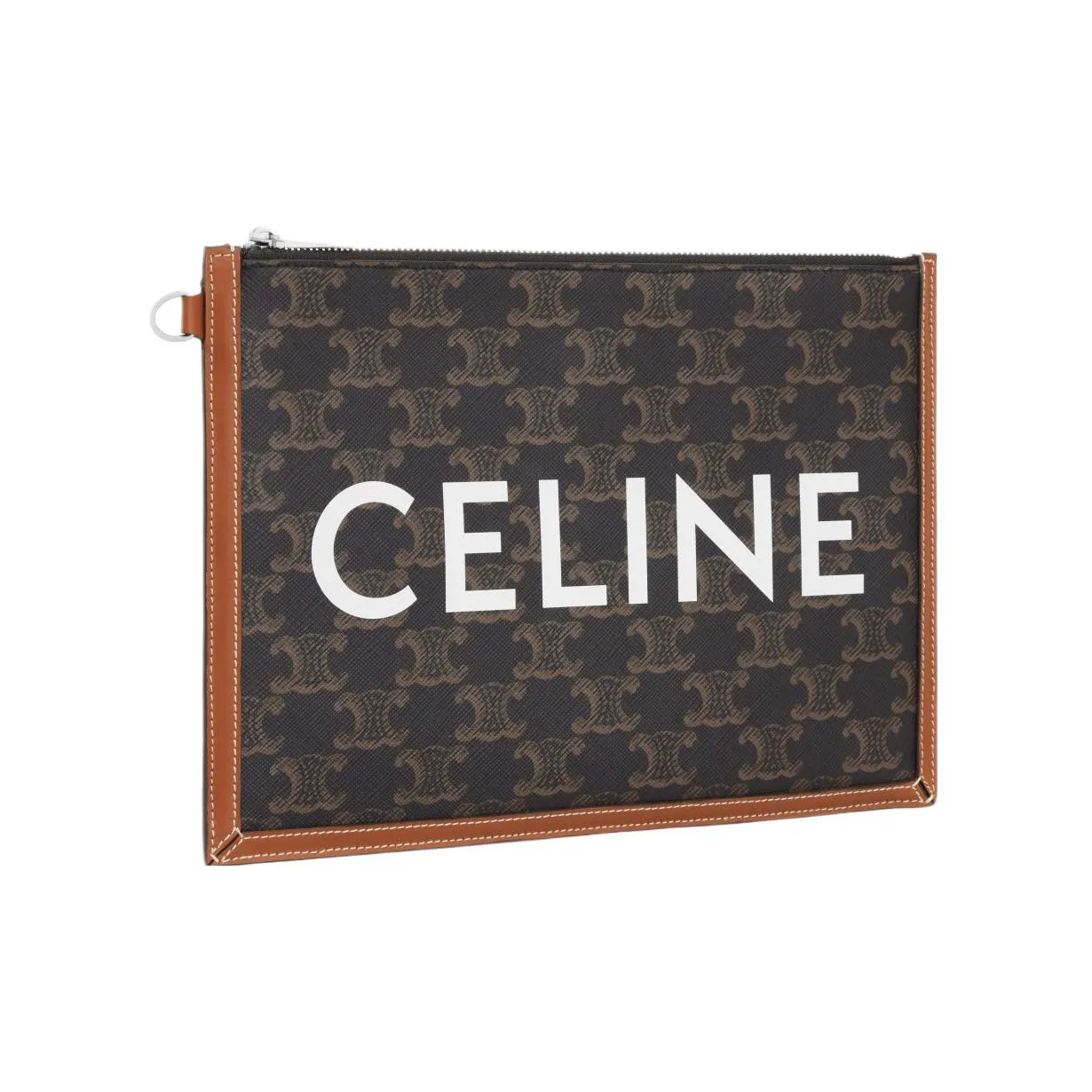 CELINE Cow Leather Binding Clutch Small Size Men's Tawny