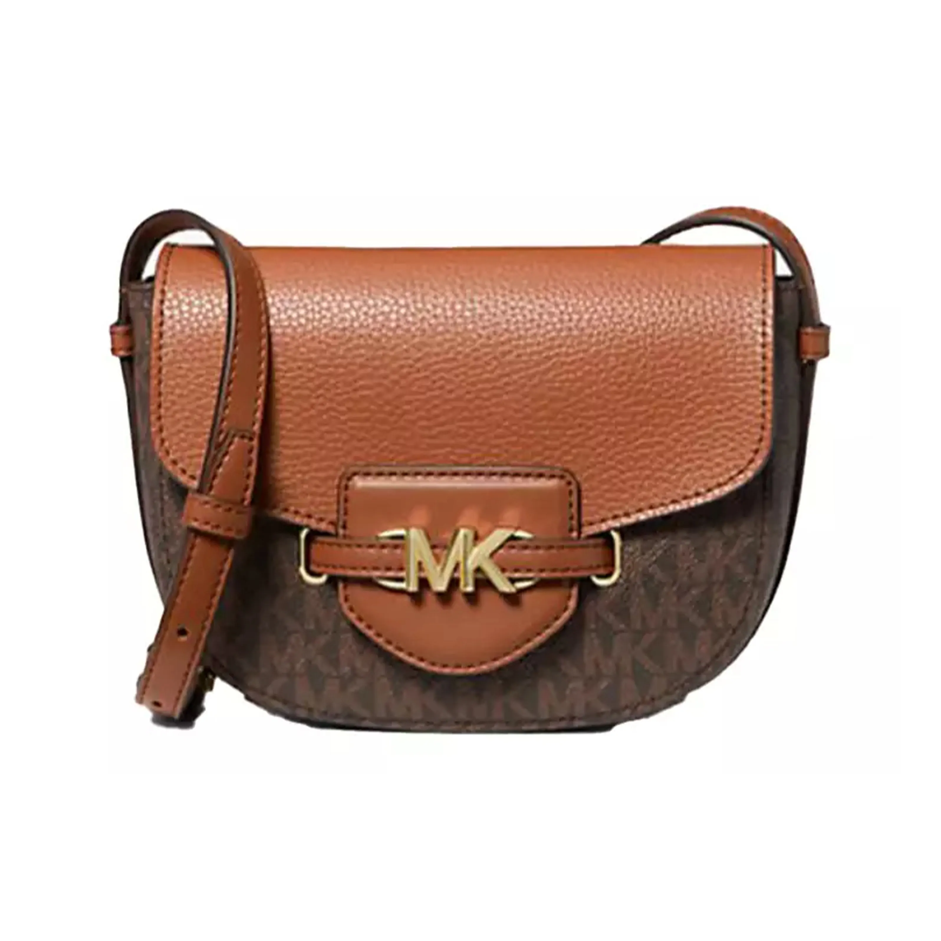 MICHAEL KORS PVC Saddle Bag Сумка через плечо Маленькая Женская Коричневая и Кофейная