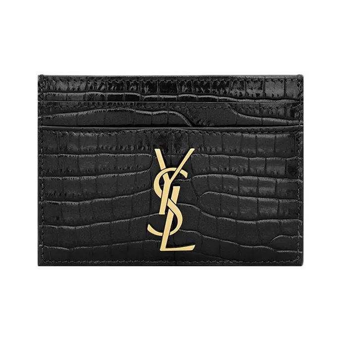 SAINT LAURENT CASSANDRE Cow Leather Wallet, Card Holder Women's Black