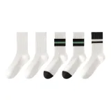 5팩 세트 (2 화이트 + 2 화이트 그린 스트라이프 패턴 + 화이트 단일 줄무늬)