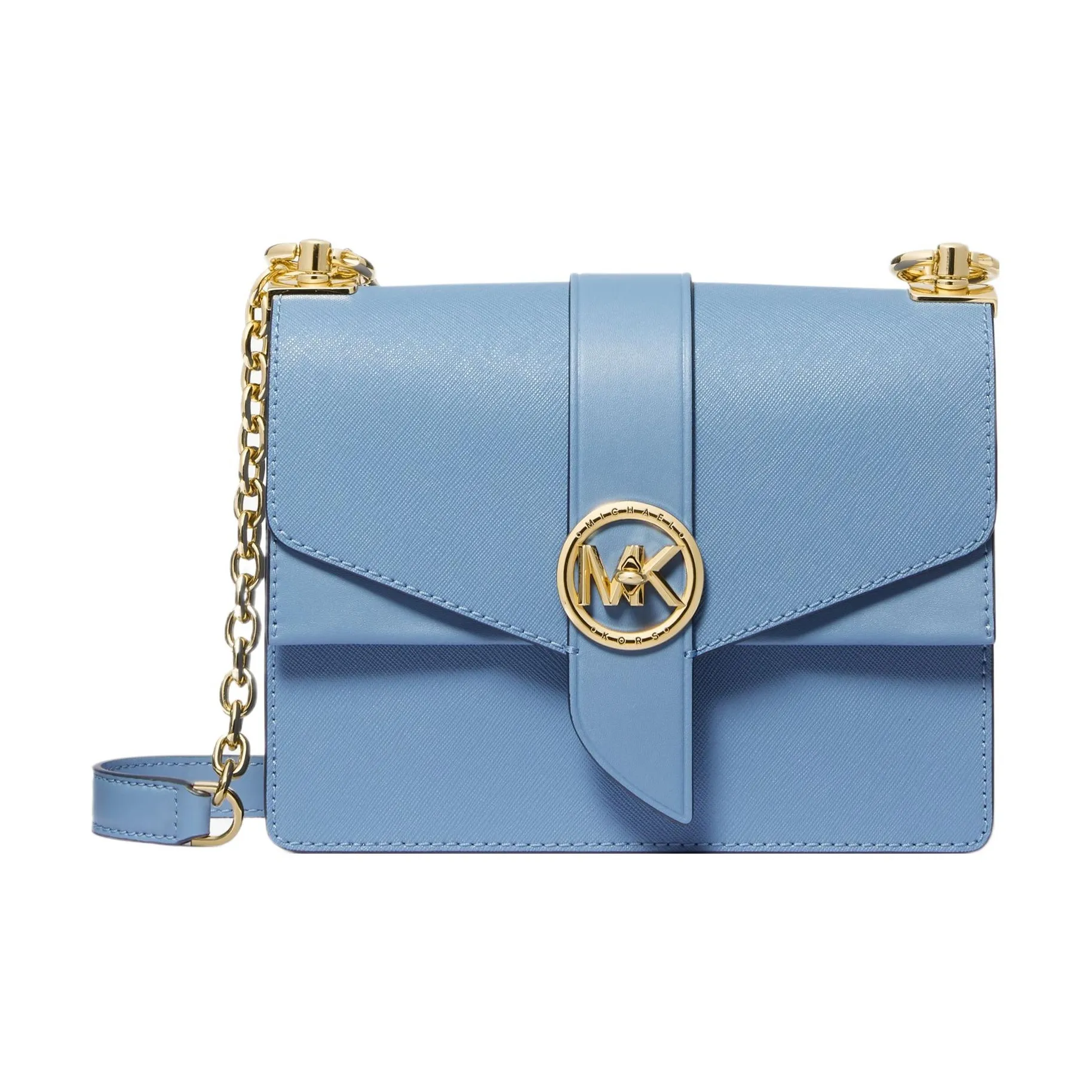 MICHAEL KORS Greenwich Кожаная квадратная сумка сумка через плечо маленькая женская светло-синяя