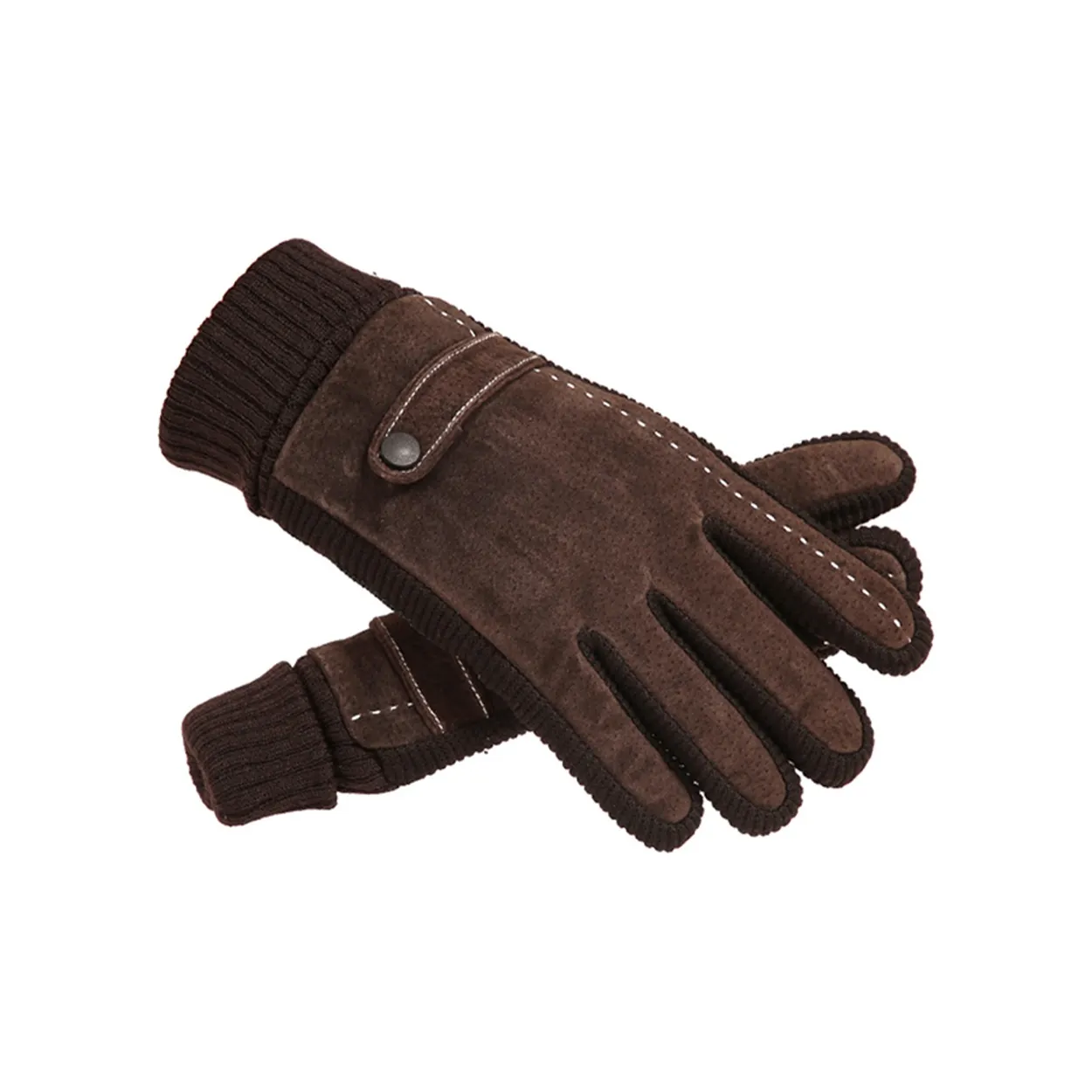 YOUYOULAN Перчатки из свиной кожи вязаные мужские