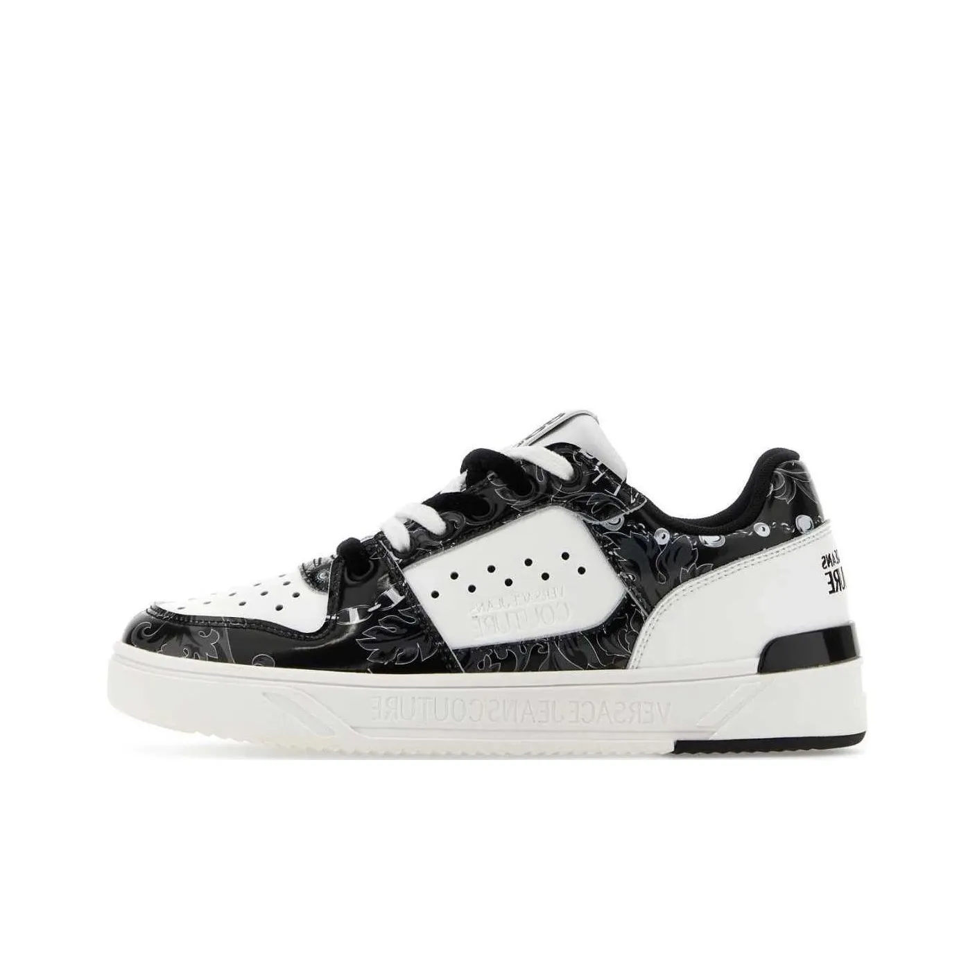 VERSACE JEANS Low Top Skateboard Shoes Men's Black White