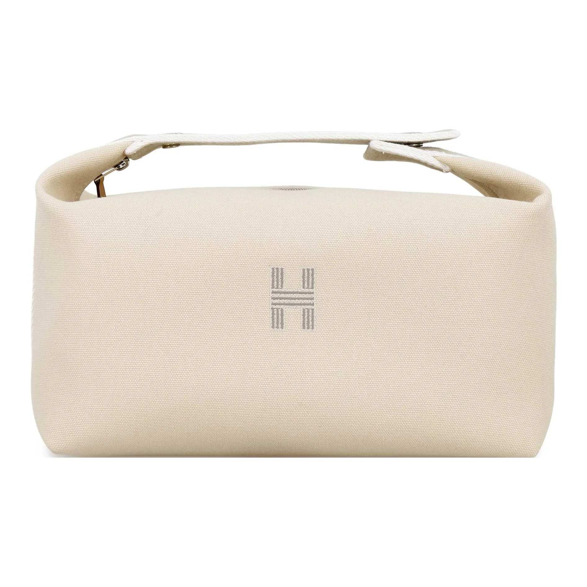 HERMES Bride a Brac Cotton Storage Bags Toiletry Bags Large Size Women's Ecru