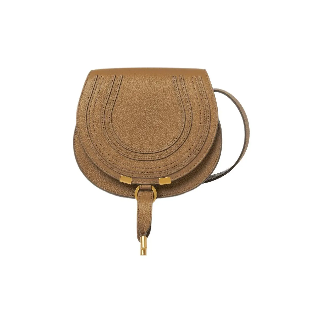 Chloe Marcie Calfskin Saddle Bag, Crossbody Bag Trumpets Women's Clay Brown