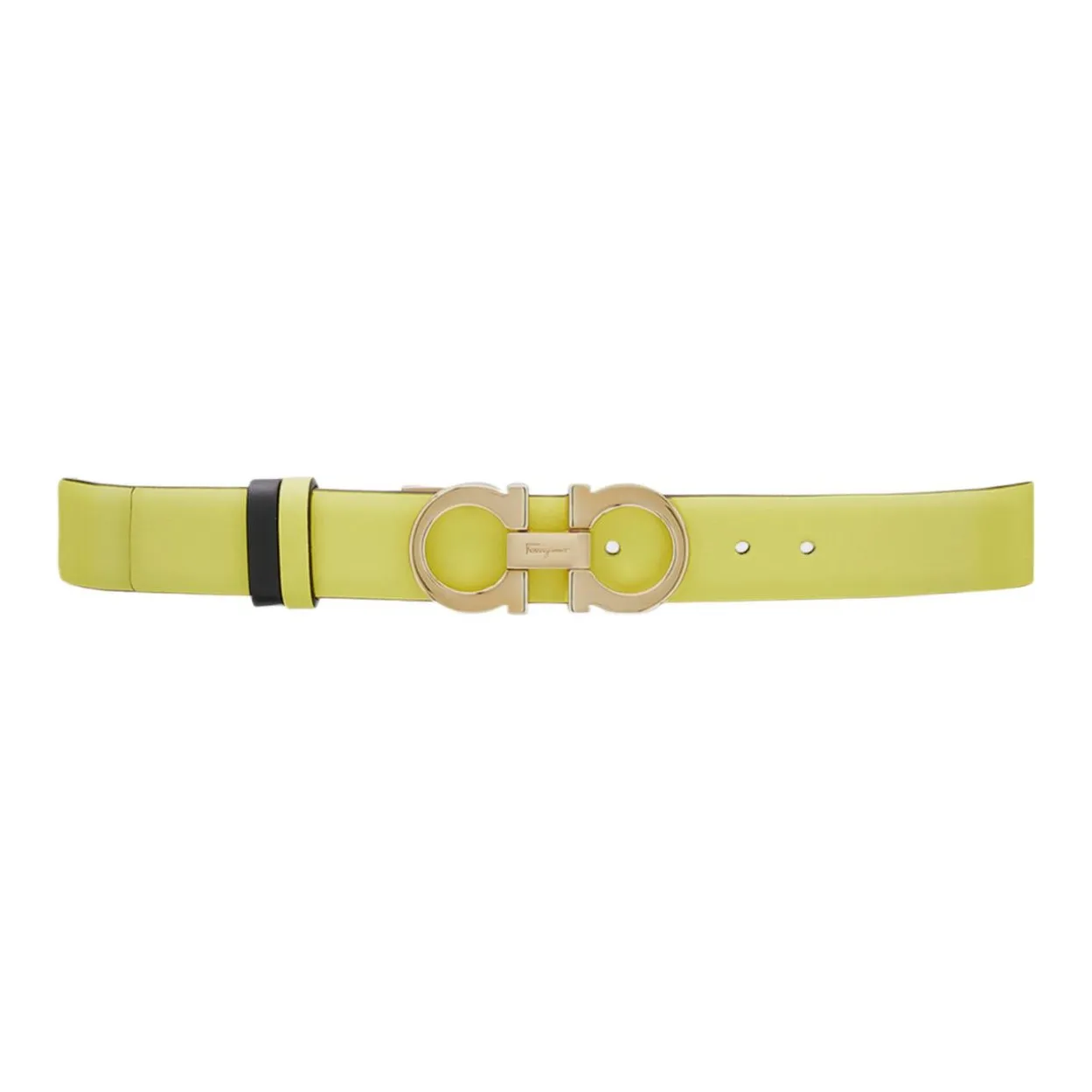 FERRAGAMO Letter Logo Smooth Buckle Women's Yellow Width  2.5CM
