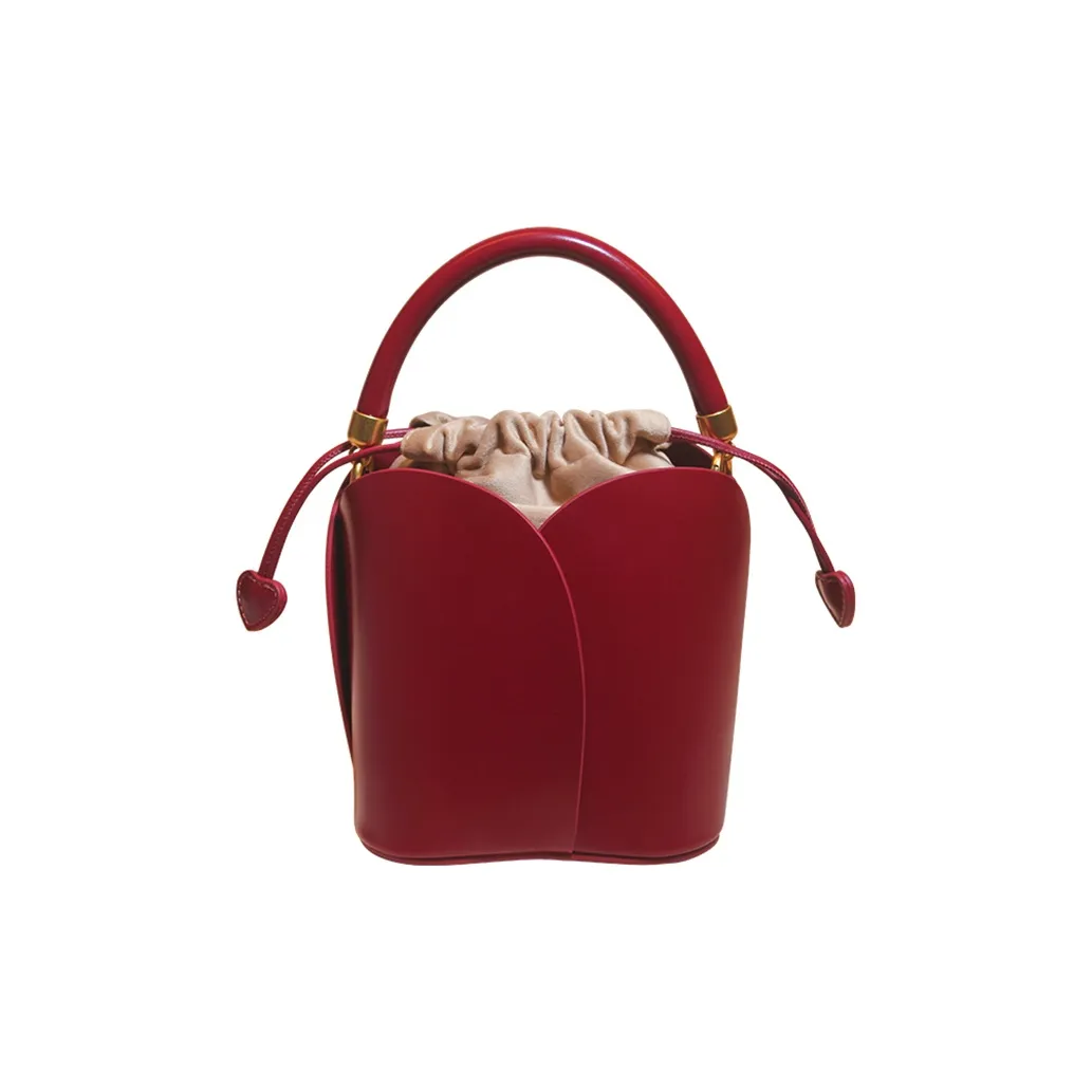 Tanita West Cow Leather Crossbody Handbags Medium Size Women's Red