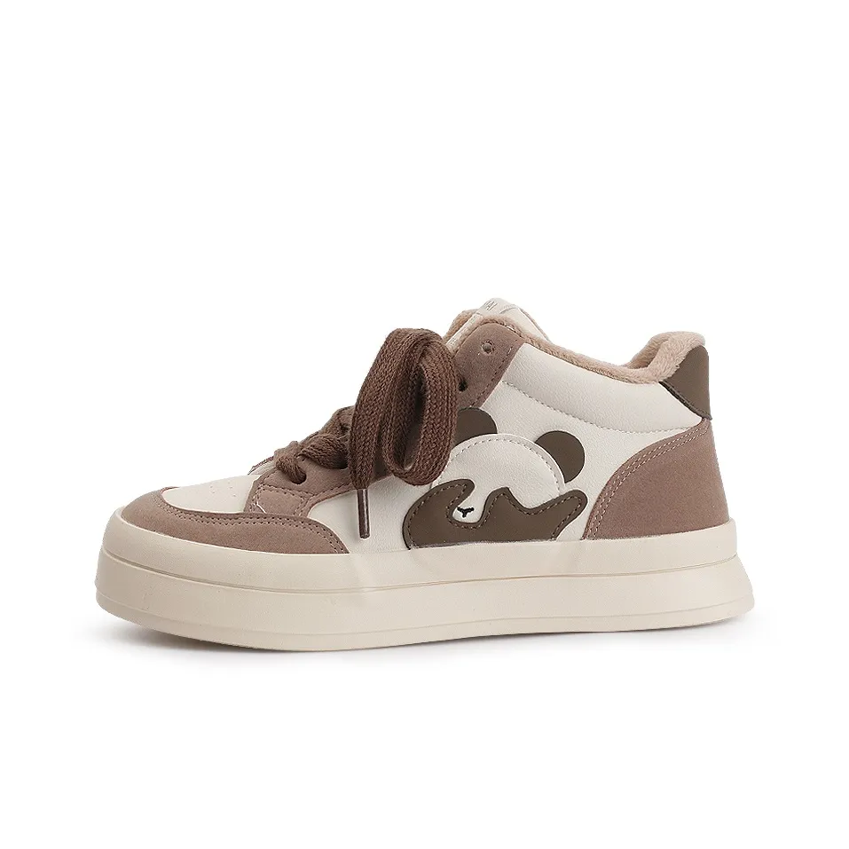 Shen Linsen Термический Износостойкий Противоскользящий MID Топ Скейтборд Кроссовки Женские Бежевый Коричневый