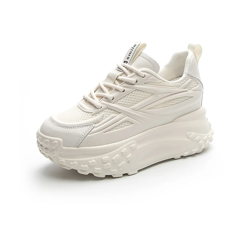 Shoe Cabinet Floral Language Breathable Lightweight Height Increasing Low Top Chunky Sneakers Women's