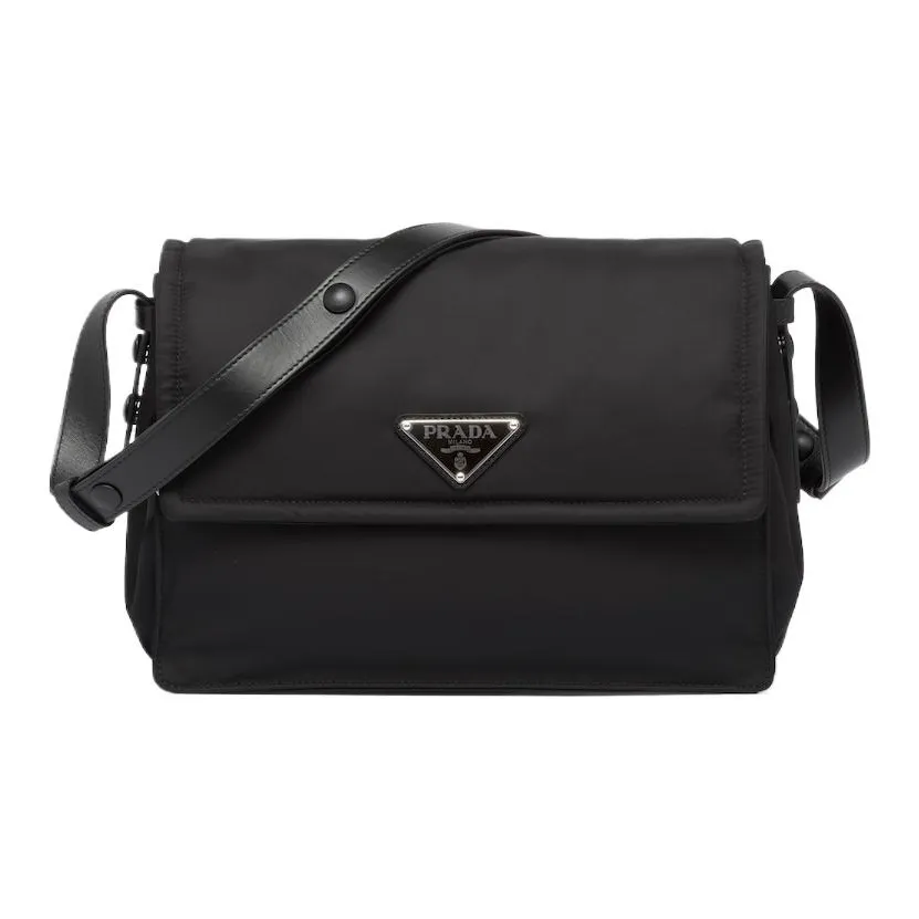 PRADA Cini Re Nylon Recycled Nylon Bonded Leather Messenger Bag Shoulder Bag Crossbody Bag Women's Black