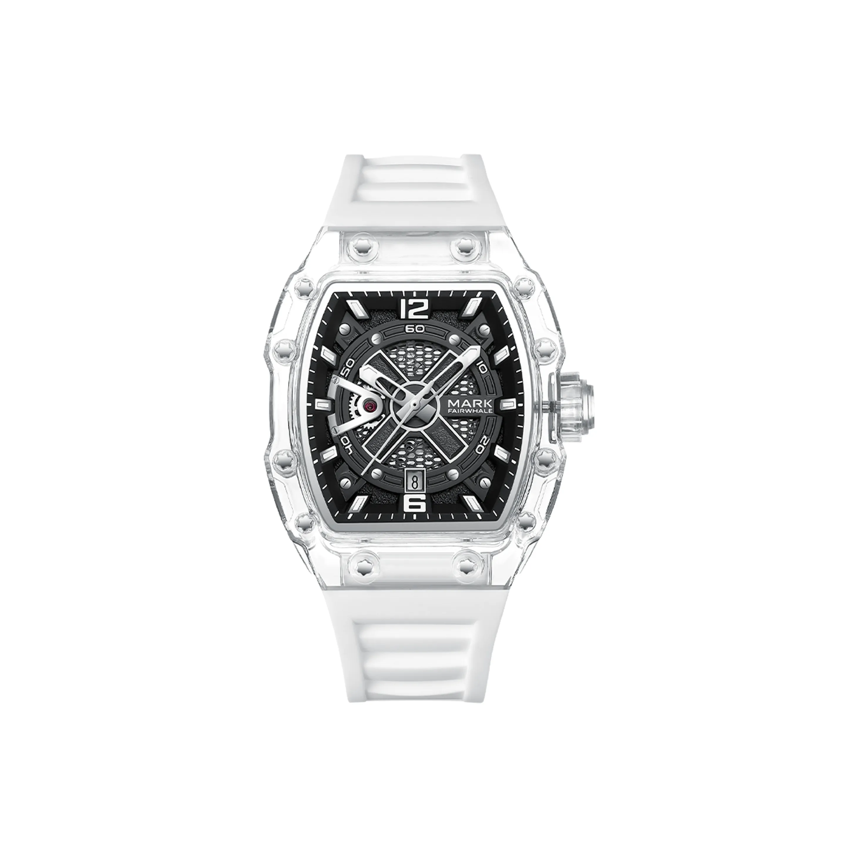 FAIRWHALE Автоматический Механический Механизм Силиконовый Ремешок Часы Мужские Черный Циферблат