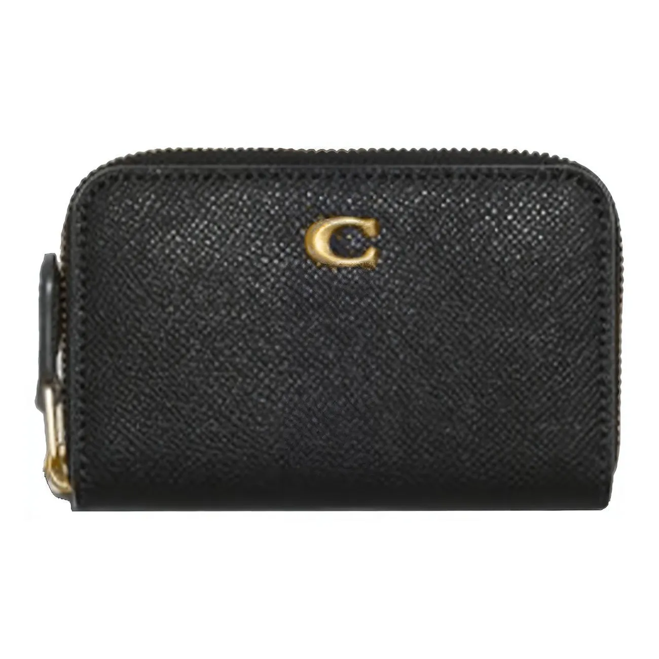 COACH Zip Around Кожаный кошелек для карт клатч кошелек женский черный