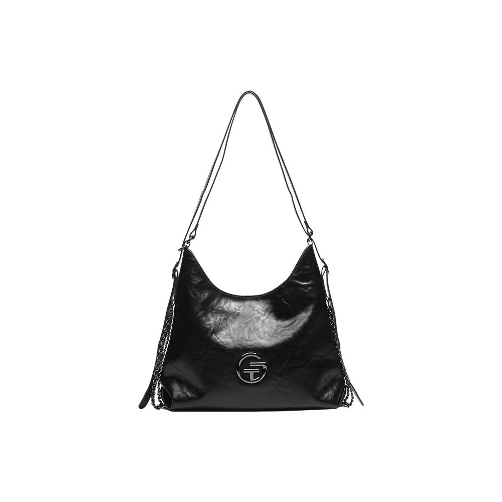 Tanita West Коровья кожа Тоут Сумка через плечо Большая Женская Черная Серо-слоновая