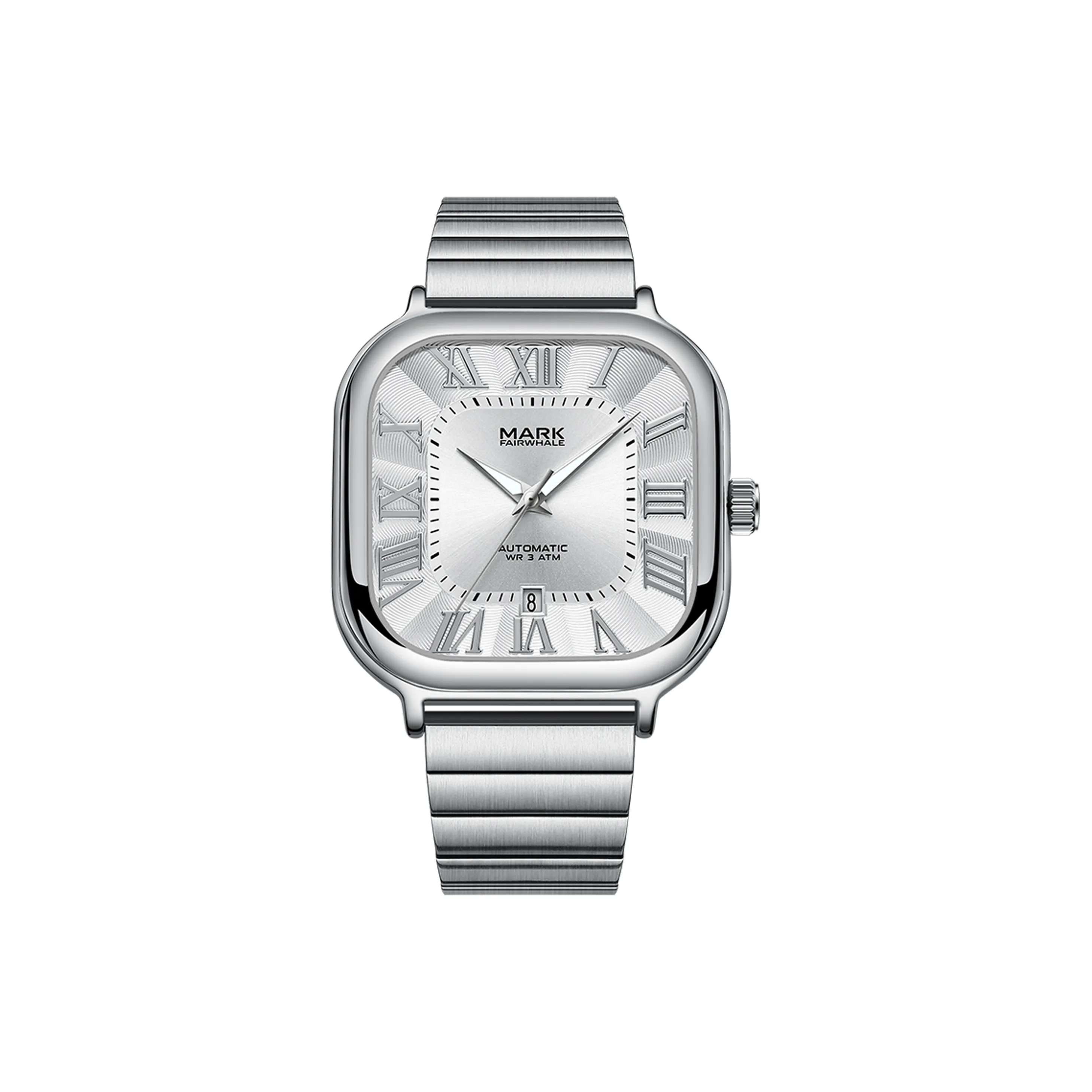 FAIRWHALE Автоматический Механический Механизм Металлический Ремешок Часы Мужские Белый Циферблат