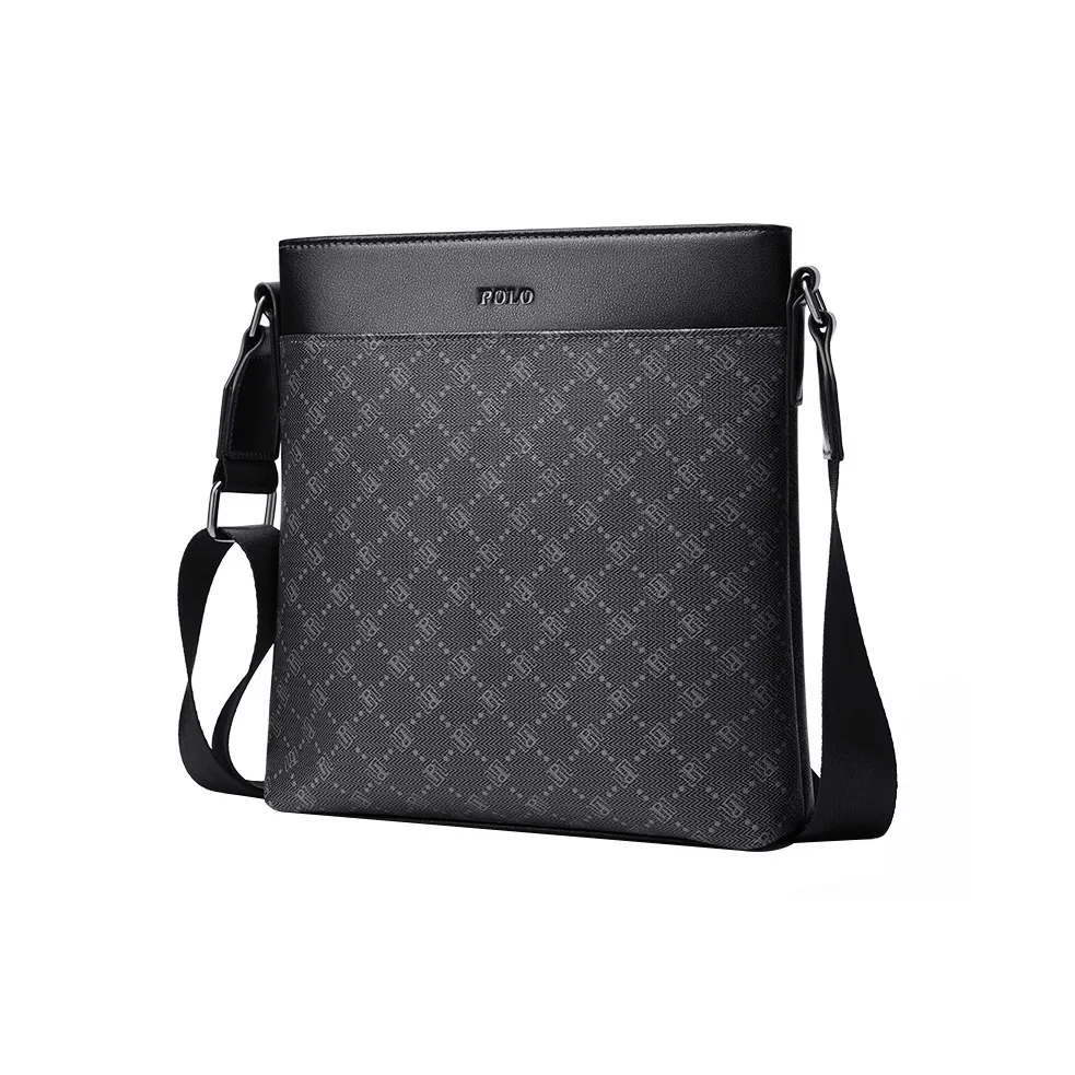 POLO PVC With Synthetic Leather Crossbody Bag For Men Medium Size Men's Black