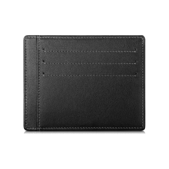 INJOYLIFE Genuine Leather Wallet With Money Clip Leather Clip And Card Holder Men's Black