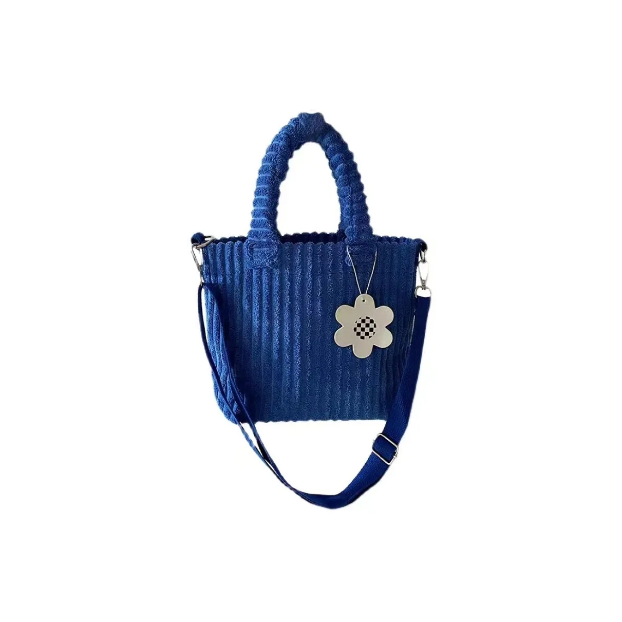 Boniu Corduroy Handbag Tote Crossbody Bag Regular Women's Blue/White