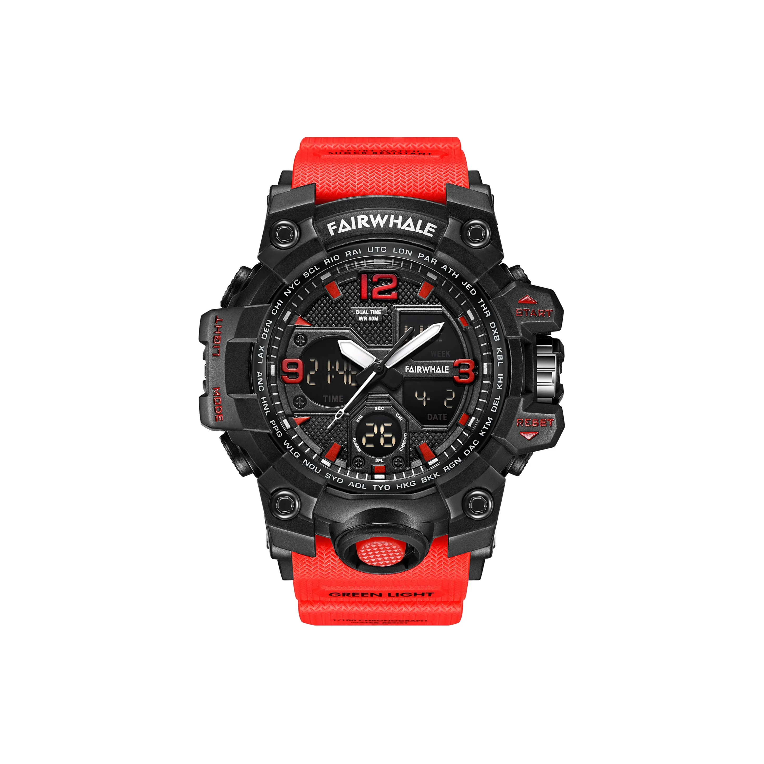 FAIRWHALE Электронные механические часы Мужские часы Черный циферблат