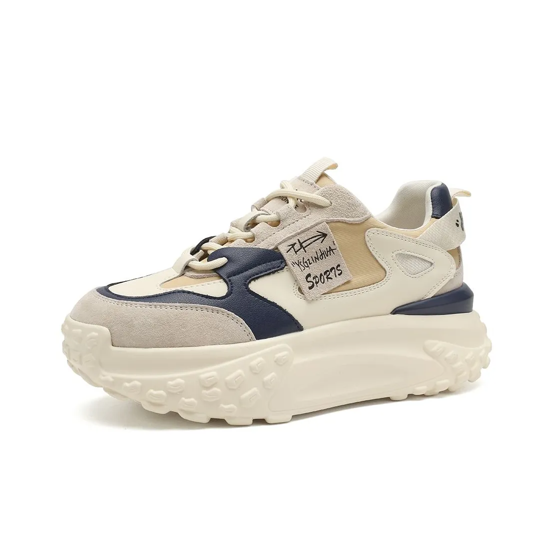 D Fuse SCANDINAVIA Устойчивый к истиранию Легкий Увеличивающий Высоту Низкий Топ Кроссовки с Подошвой Женские Бежевый Белый Синий