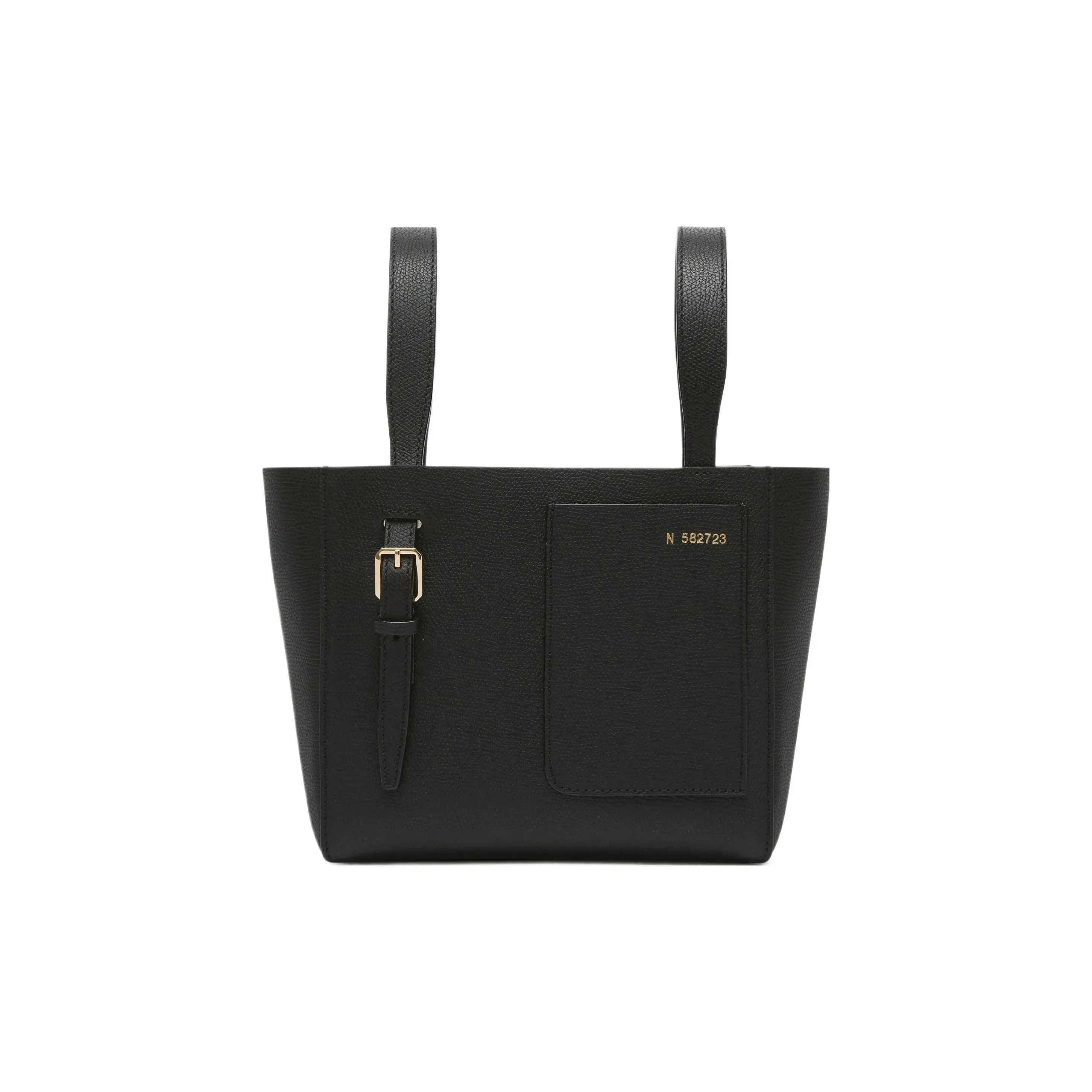 Valextra Calfskin Bucket Bag Handbag Shoulder Bag Women's Black