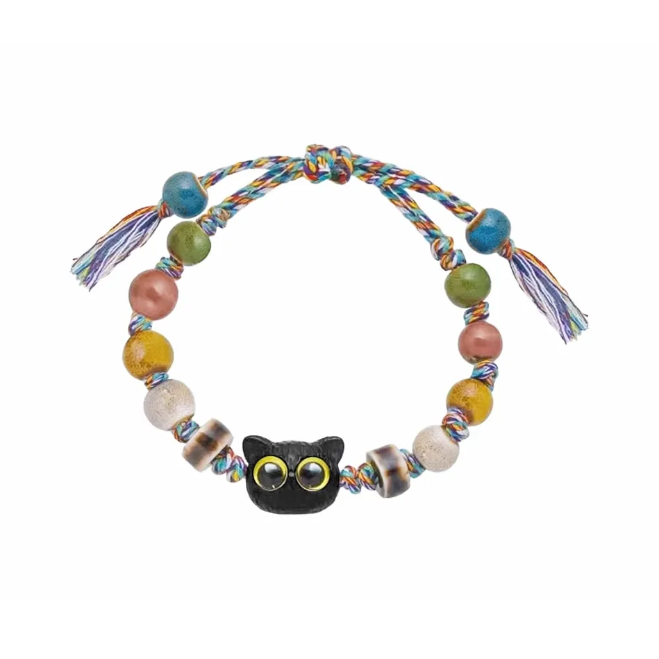 MUYAN Керамика Черный Кот Круглый Бусина Браслет Женский