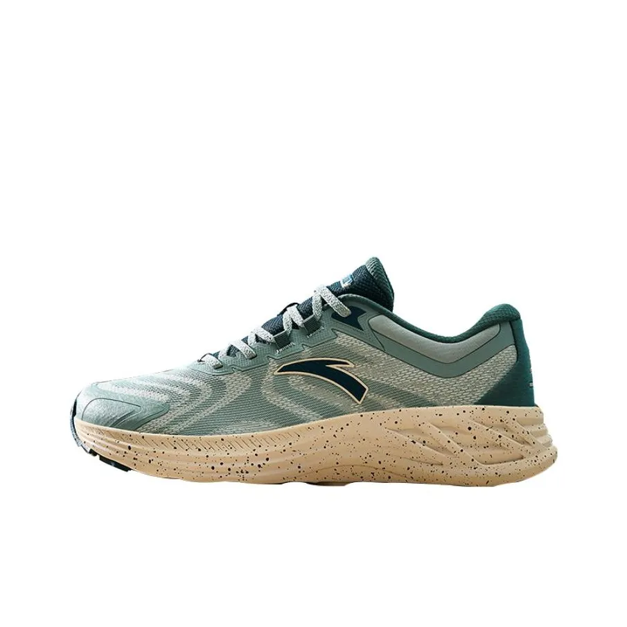 Anta Cushioning Low-Top Running Shoes Men's Asphalt Gray Green