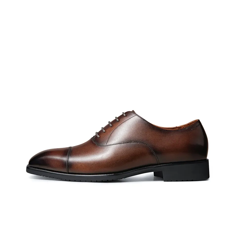 Zuti British Style Calfskin Oxford Shoes Dress Shoes Men's Dark Brown Matte