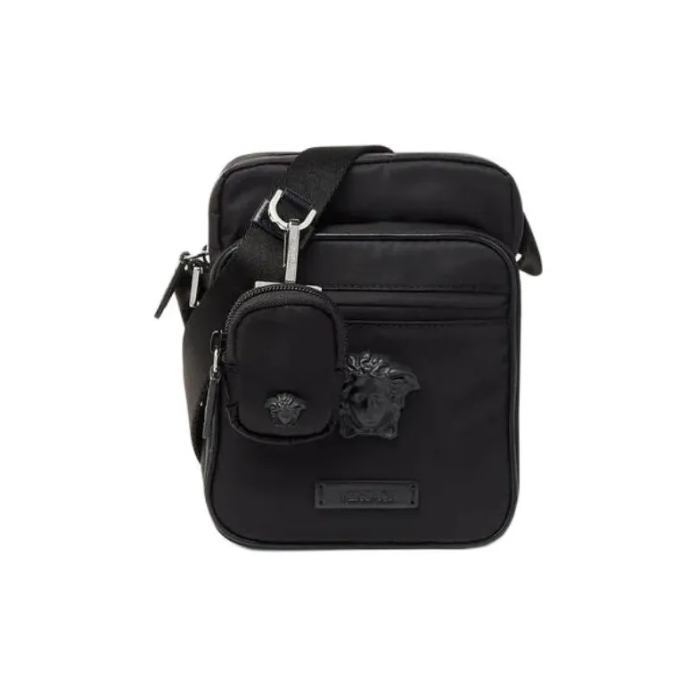 VERSACE Polyamide Shoulder Bag, Crossbody Bag Men's Black