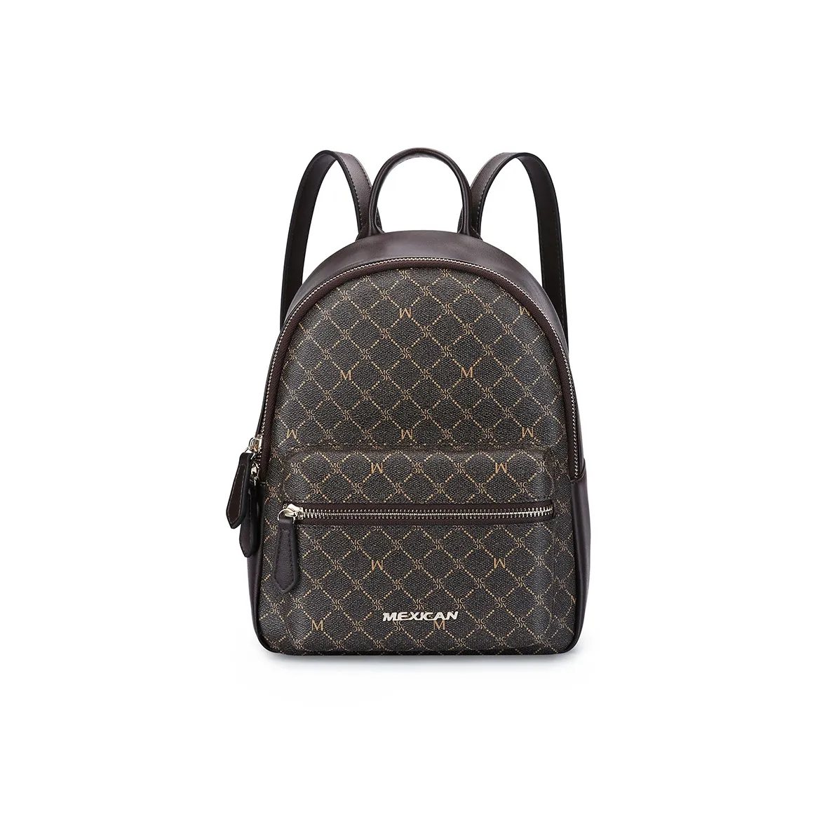 MEXICAN PU Backpack Regular Women's Dark Brown & Dark Coffee/Khaki & Dark Apricot