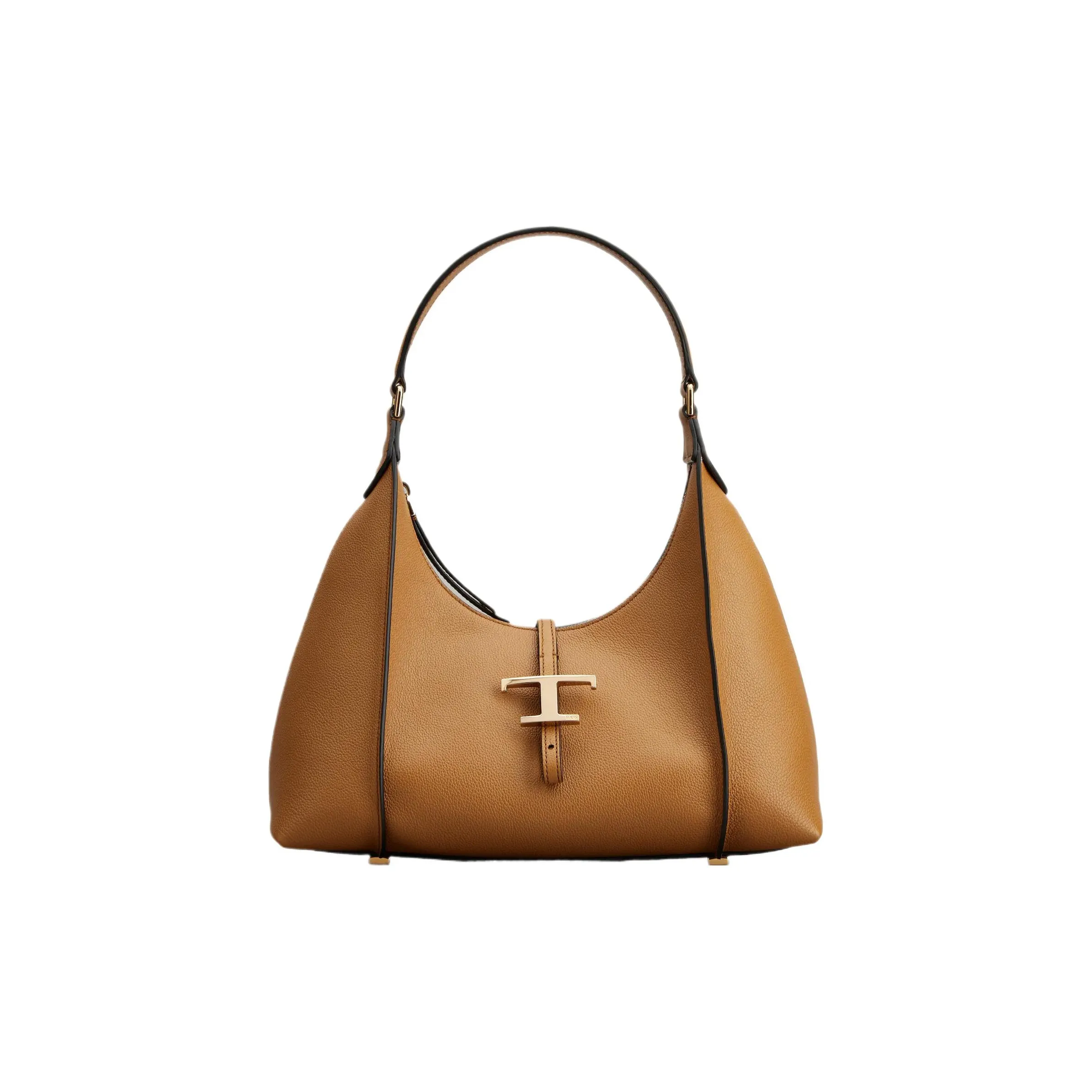 TOD'S Timeless Calfskin HOBO Bag, Shoulder Handbag Trumpets Women's Brown