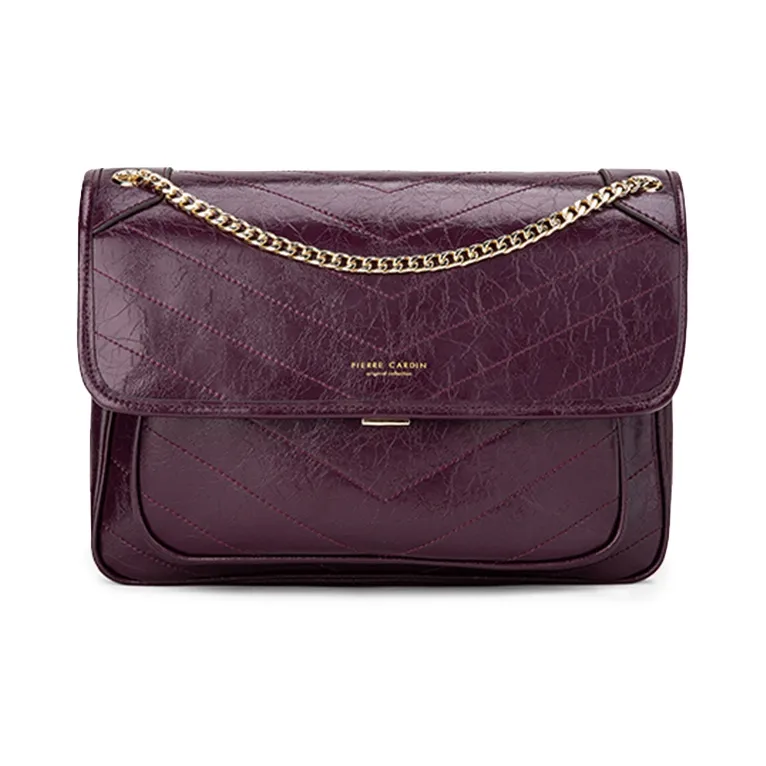 PIERRE CARDIN Сумка через плечо из коровьей кожи Женская Бордовый Экрю Черный